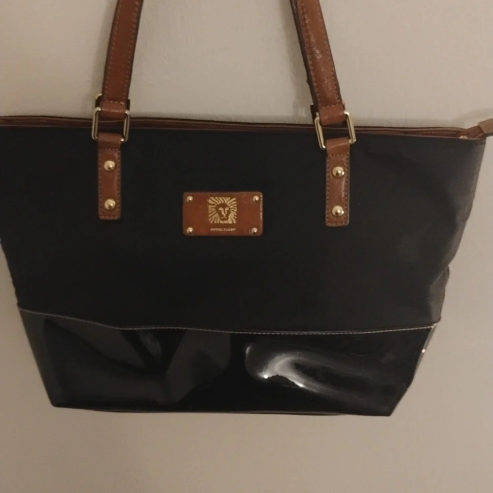 Anne Klein Black and Brown Tote Bag - Picture 2 of 8